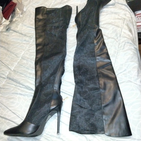 So Me "Katty" OTK mesh stripper thigh high boots - Picture 2 of 9